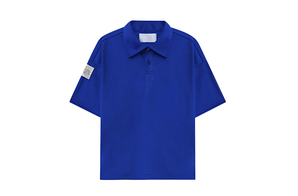 Wrinkle removal and fabric crease smoothing for blue polo shirt